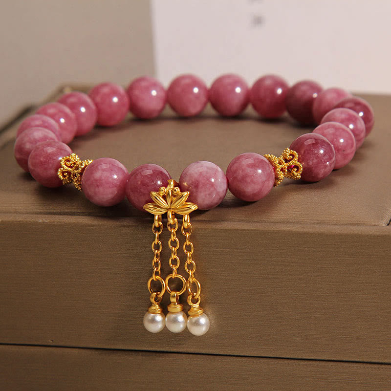 Pulsera Lotus Prana · Turmalina Rosa y Flor de Loto