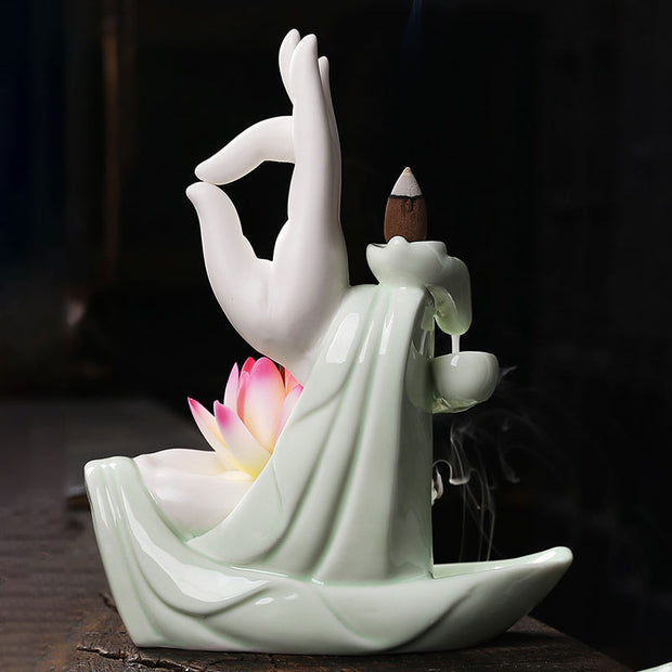 Buddha StonesTibetan Lotus Blessing Incense Burner Decoration (Extra 30% Off | USE CODE: FS30) - image 4