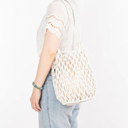 Buddha Stones Hand-woven Cotton Thread Shoulder Bag Handbags Shoulder Bag&Handbags BS 17