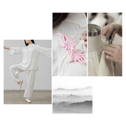 Buddha Stones 2Pcs Tang Suit Frog-Button Shirt Top Pants Meditation Tai Chi Cotton Linen Women's Set