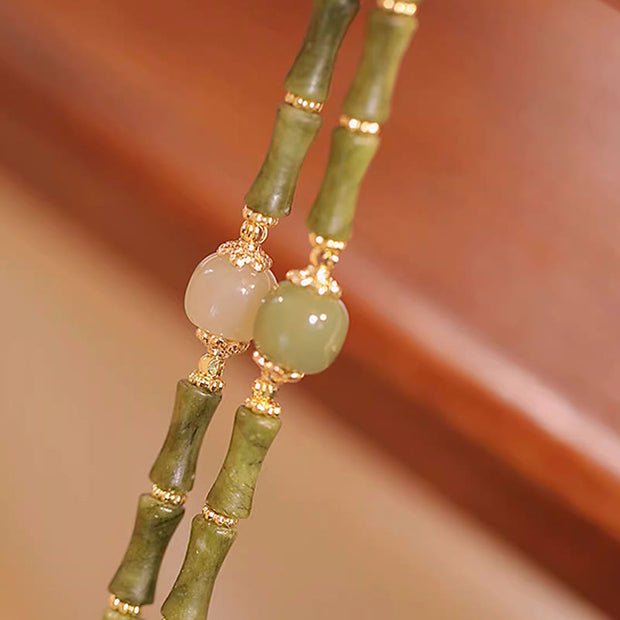 FREE Today: Strengthen Courage 14K Copper Plated Peridot Hetian Jade Bamboo Pattern Creative Bracelet