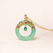 Buddha Stones Green Chalcedony Peace Buckle Design Strength Necklace Pendant Necklaces & Pendants BS 6