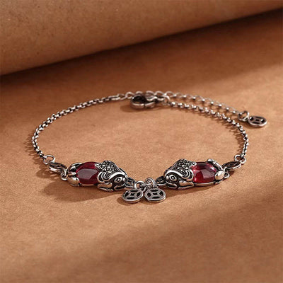 Buddha Stones Garnet Double PiXiu Copper Coin Protection Chain Bracelet (Extra 40% Off | USE CODE: FS40) - image 0