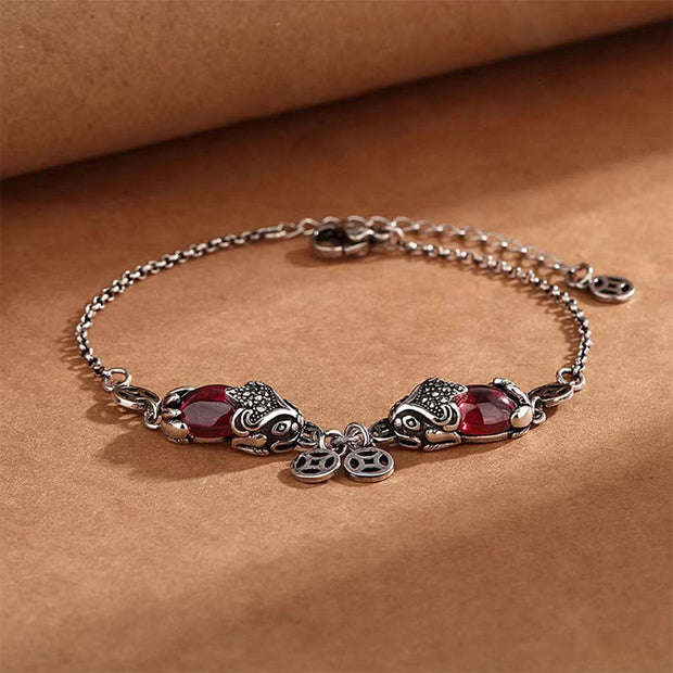 Buddha Stones Garnet Double PiXiu Copper Coin Protection Chain Bracelet (Extra 40% Off | USE CODE: FS40) - image 0