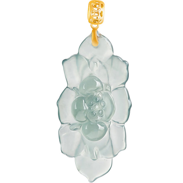 Buddha Stones 925 Sterling Silver Chain 18K Gold Buckle Natural Jade Lotus Pattern Prosperity Necklace Pendant - image 9