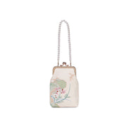 Buddha Stones Mountain Stone Orchid Pattern Pearl Chain Crossbody Bag Handbag Crossbody Bag&Handbags BS 4