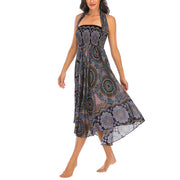 Buddha Stones Two Style Wear Bohemian Mandala Flower Lace-up Skirt Dress Skirt&Dress BS 29