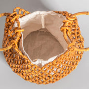 Buddha Stones Hand-woven Wooden Beads Bamboo Handle Shoulder Bag Handbag Handbags BS 11