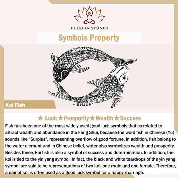 Buddha Stones Jade Yanyuan Agate White Jade Koi Fish Scripture Charm Luck Bracelet