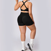 Buddha Stones PLUS SIZE Backless Criss-Cross Strap Bra Shorts Leggings Pants Sports Gym Yoga Quick Drying Outfits