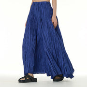 Buddha Stones Solid Color Loose Long Elastic Waist Skirt 71