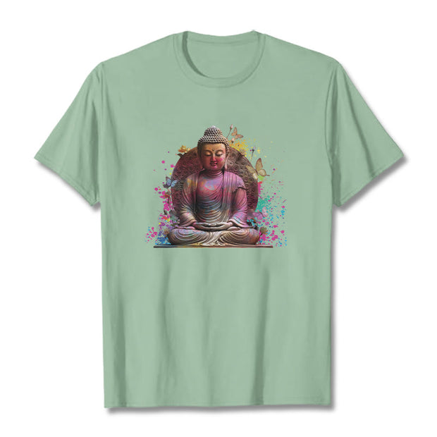 Buddha Stones Butterfly Meditation Buddha Tee T-shirt T-Shirts BS PaleGreen 2XL