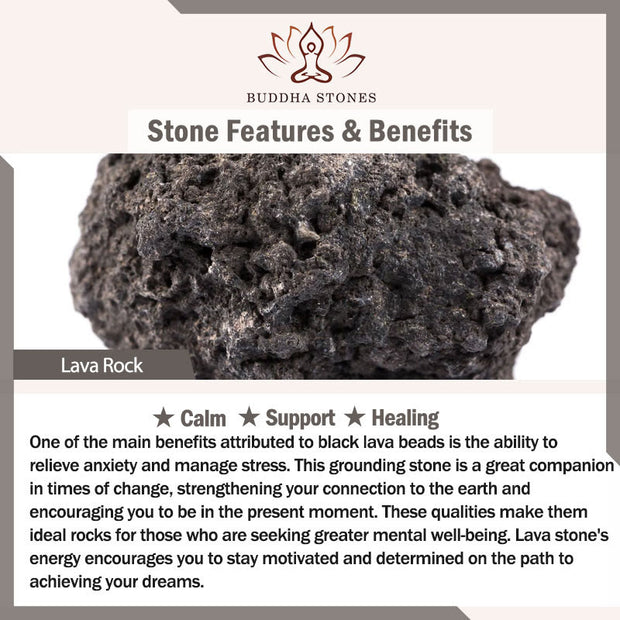 Buddha Stones Natural Lava Rock Om Mani Padme Hum Dorje Vajra Healing Bracelet - image 9