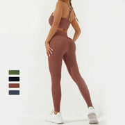 Buddha Stones 2Pcs Simple Print Crop Tank Bra Long Sleeve Top Leggings Pants Sports Outfits Women's Yoga Sets