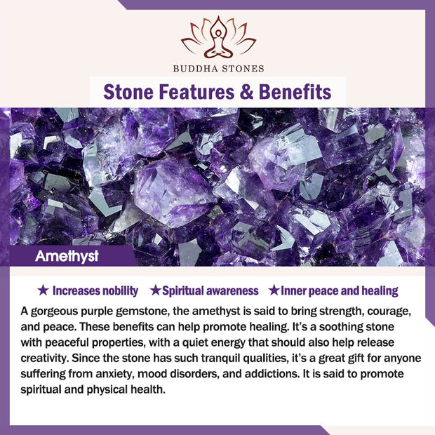 Buddha Stones Natural Amethyst Lotus Healing Spiritual Bracelet