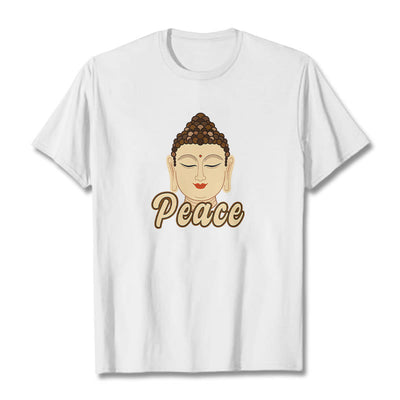 Buddha Stones Peace Buddha Tee T-shirt T-Shirts BS White 2XL