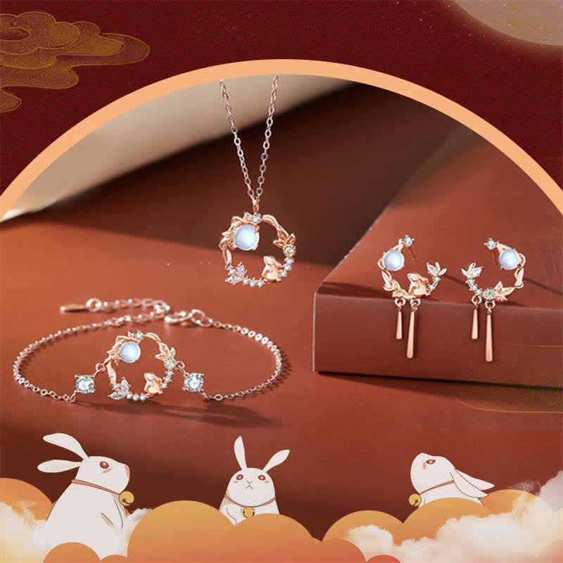 925 Sterling Silver Year of the Rabbit Moonstone Moon Flower