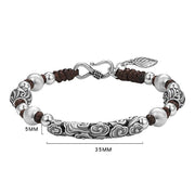Buddha Stones Tibet Handmade Copper 999 Sterling Silver Auspicious Cloud Wealth String Bracelet Bracelet BS 12