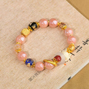 Buddha Stones Tibetan Incense Ash Liuli Glass Bead Luck Protection Nine-Tailed Fox Bracelet