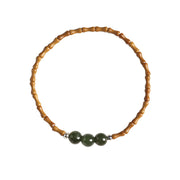 Buddha Stones Natural Olive Pit Bamboo Pattern Hetian Jade Beads Luck Bracelet 17