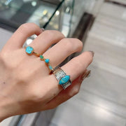 Buddha Stones 925 Sterling Silver Plated Gold Turquoise Protection Ring Earrings Necklace Pendant Set Bracelet Necklaces & Pendants BS 33