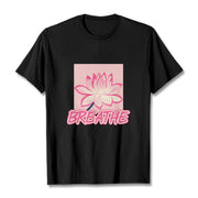 Buddha Stones BREATHE Pink Lotus Flower Tee T-shirt T-Shirts BS Black 2XL