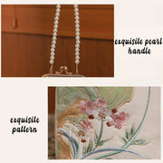 Buddha Stones Mountain Stone Orchid Pattern Pearl Chain Crossbody Bag Handbag
