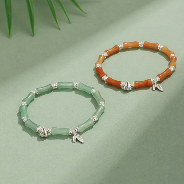 Buddha Stones Peridot White Jade Strawberry Quartz Green Aventurine Bamboo Fu Character Luck Bracelet 21