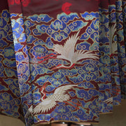 Buddha Stones Long Sleeve Shirt Top Chinese Hanfu Crane Blue Auspicious Clouds Horse Face Skirt Mamianqun