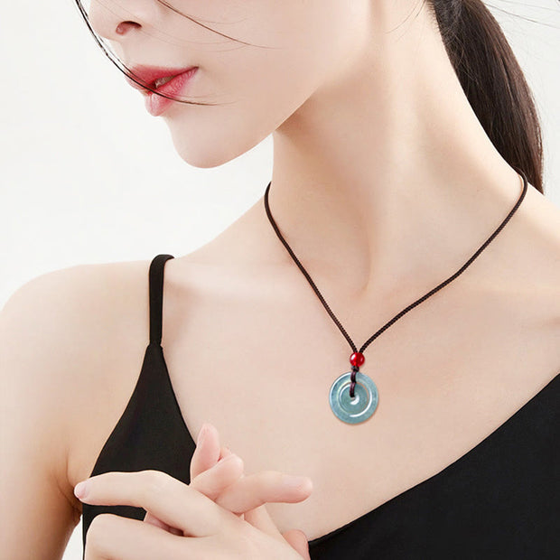 FREE Today: Auspicious and Protection Green Jade Double Peace Buckle Necklace Pendant FREE FREE 9