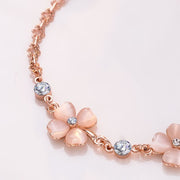 Buddha Stones Pink Crystal Four Leaf Clover Love Chain Bracelet Bracelet BS 2