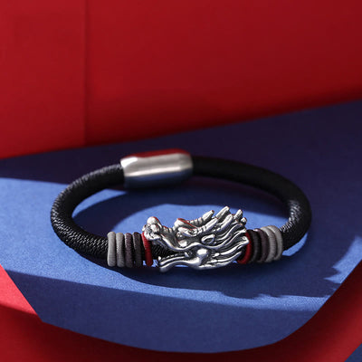 Buddha Stones 999 Sterling Silver Dragon Luck Handcrafted Braided Child Adult Bracelet (Extra 30% Off | USE CODE: FS30) Bracelet BS main