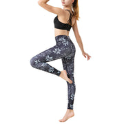 Buddha Stones Spots Maple Leaf Print Sports Exercise Fitness High Waist Leggings Women's Yoga Pants