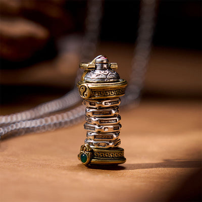 Buddha Stones Yin Yang Tower Copper Balance Rotatable Necklace Pendant Necklaces & Pendants BS main