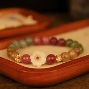 Buddha Stones Colorful Tourmaline Jade Flowers Love Bracelet Bracelet BS 2