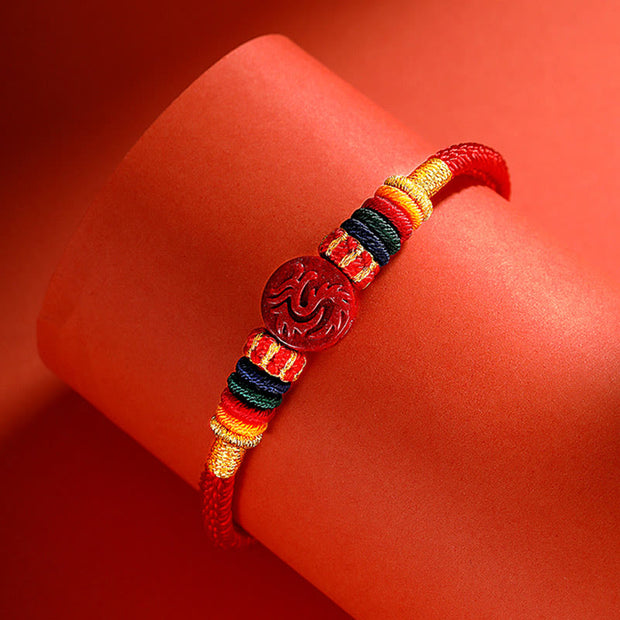 Buddha Stones Year of the Dragon 925 Sterling Silver Chinese Zodiac Cinnabar Auspicious Matches Blessing Bracelet (Extra 30% Off | USE CODE: FS30)