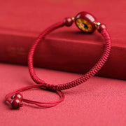 Buddha Stones Lucky Cinnabar Red String Yin Yang Symbol Bagua Blessing Bracelet Bracelet BS 7