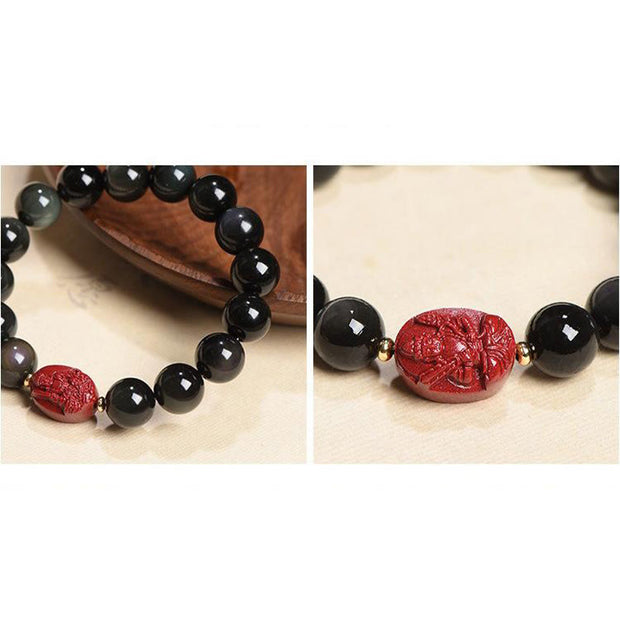 Buddha Stones Chinese Zodiac Natal Buddha Natural Black Obsidian Cinnabar Purification Bracelet (Extra 35% Off | USE CODE: FS35) - image 30