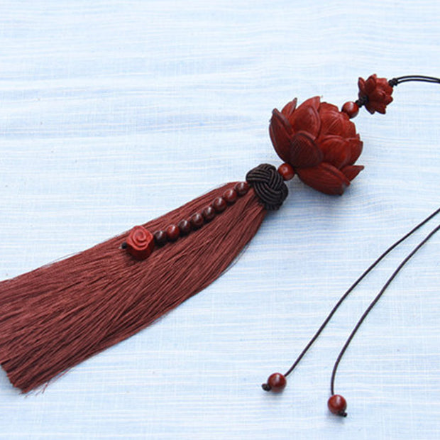 Buddha Stones Tibetan Small Leaf Red Sandalwood Lotus Luck Protection Tassel Decoration (Extra 35% Off | USE CODE: FS35) - image 12