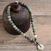 Buddha Stones Cyan Bodhi Seed Lotus Jade Peace Buckle Wisdom Double Wrap Bracelet