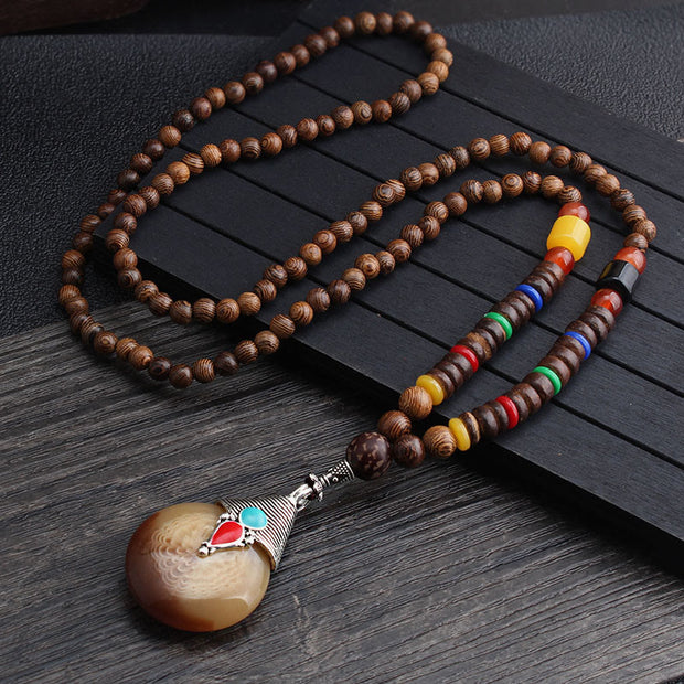 Buddha Stones Tibetan Wenge Wood Bodhi Seed Agate Balance Peace Necklace Pendant (Extra 40% Off | USE CODE: FS40) - Wenge Wood&Water Drop - image 3