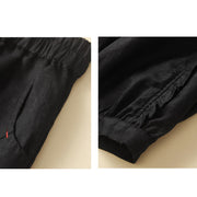 Buddha Stones Solid Color Loose Fungus Hem Harem Pants With Pockets