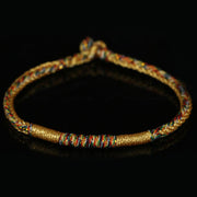 Buddha Stones Handmade Gold Multicolored Rope Protection Braided Bracelet Anklet Bracelet Anklet BS 13