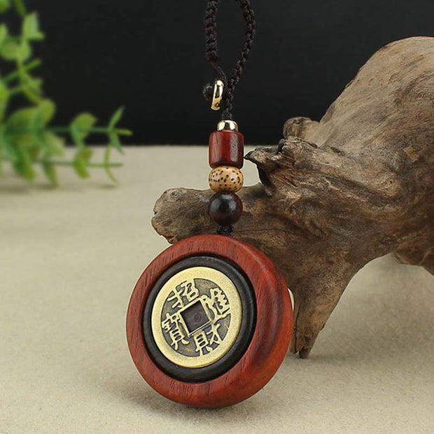 FREE Today: Attract Wealth Copper Coin Ebony Wood Red Sandalwood Key Chain Decoration FREE FREE 9