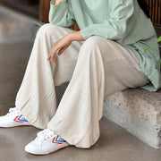 Buddha Stones Casual Plain Loose Women's Linen Pants With Pockets