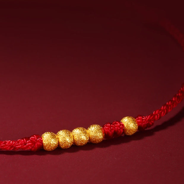 Buddha Stones 999 Gold Beads Luck Braided Protection Couple Bracelet Bracelet BS 4