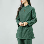 Buddha Stones 2Pcs Tang Suit Frog-Button Shirt Top Pants Meditation Zen Tai Chi Cotton Linen Clothing Women's Set Women's Meditation Cloth BS Green(Top&Pants) 3XL(Bust 114cm/Waist 72-92cm/Hips 112cm)