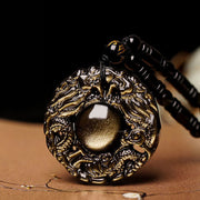 Buddha Stones Natural Gold Sheen Obsidian Rainbow Obsidian Dragon Strength Necklace Pendant (Extra 35% Off | USE CODE: FS35) - image 2