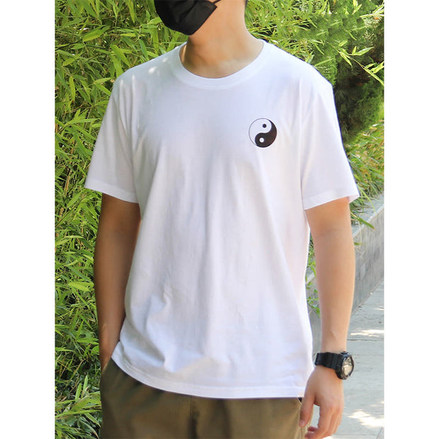 Buddha Stones Men's Summer Round Neck Short Sleeve Yin Yang Cotton T-Shirt Men's T-Shirts BS 10