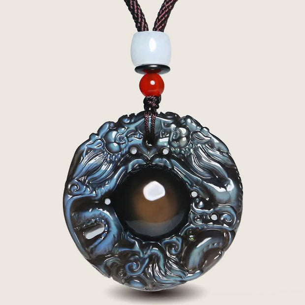 Buddha Stones Natural Gold Sheen Obsidian Rainbow Obsidian Dragon Strength Necklace Pendant (Extra 35% Off | USE CODE: FS35) - image 14